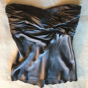 Banana Republic Gray silk strapless blouse NWOT